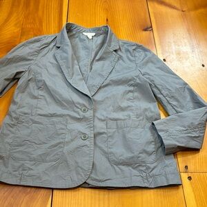 EILEEN FISHER Petite PS Organic Cotton Stretch Poplin Blazer Jacket Zinc Gray